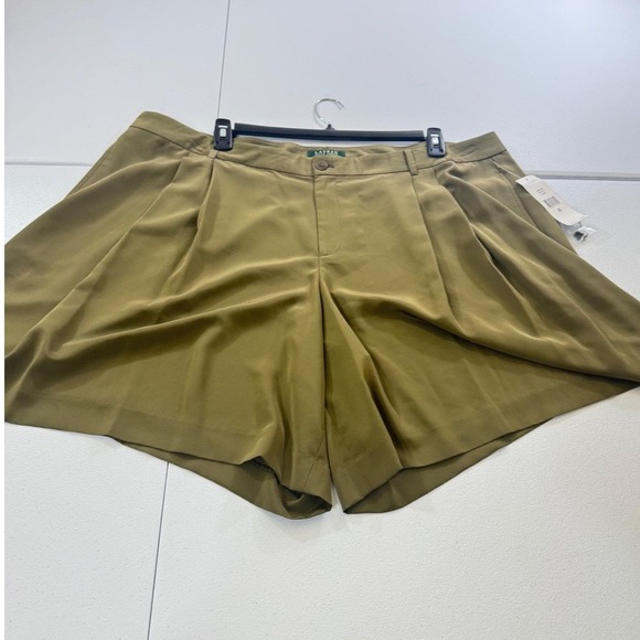 Lauren Ralph Lauren Pants - VTG Lauren Ralph Lauren Olive Green Wide Leg Pleated Skort Faux Silk 22w $99.50